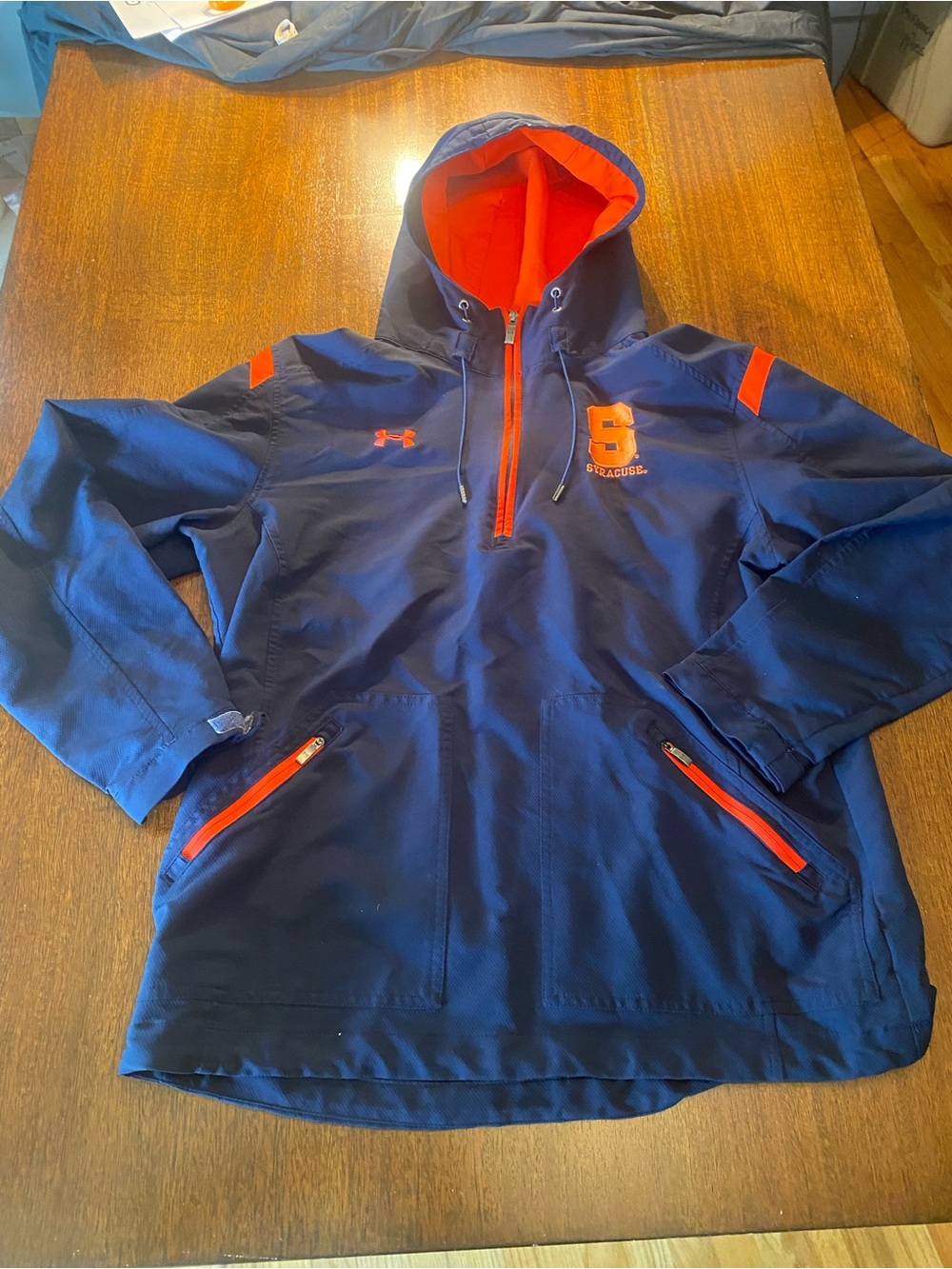 Under Armour Syracuse Orange Jacket Size Large Men Hooded 1/4 Zip Pullover